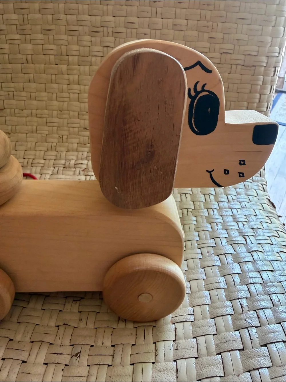 Wooden Dog Pull Toy Stackable Rings Woodstock Toymaket